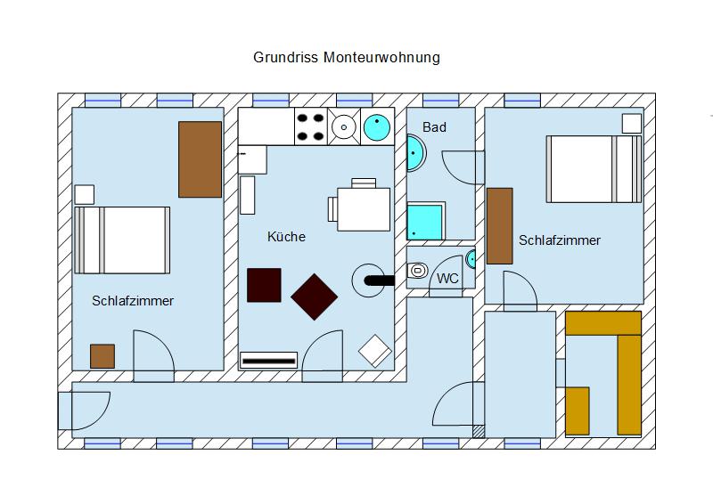 Die Monteurwohnung im Grundriss